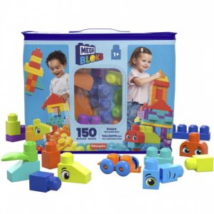 MEGA BLOKS Pořádně velký pytel kostek - Modrý (150)