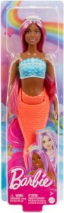 BARBIE syrenka červený ocas tmavě růžové vlasy HRR04