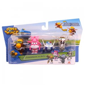 Super Wings 4 PAck Transform-a-Bots s Toddem, Dizzym, Paulem, Bello