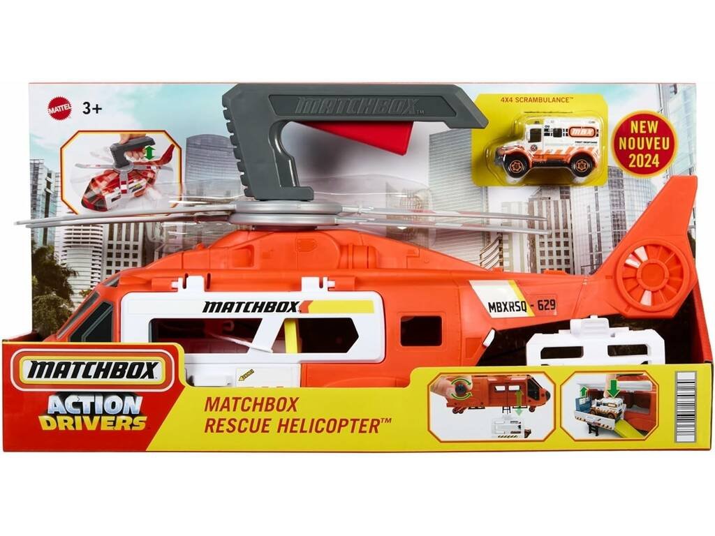 Mattel Matchbox Action Drivers Záchranársky vrtuľník s ambulanciou HXM74