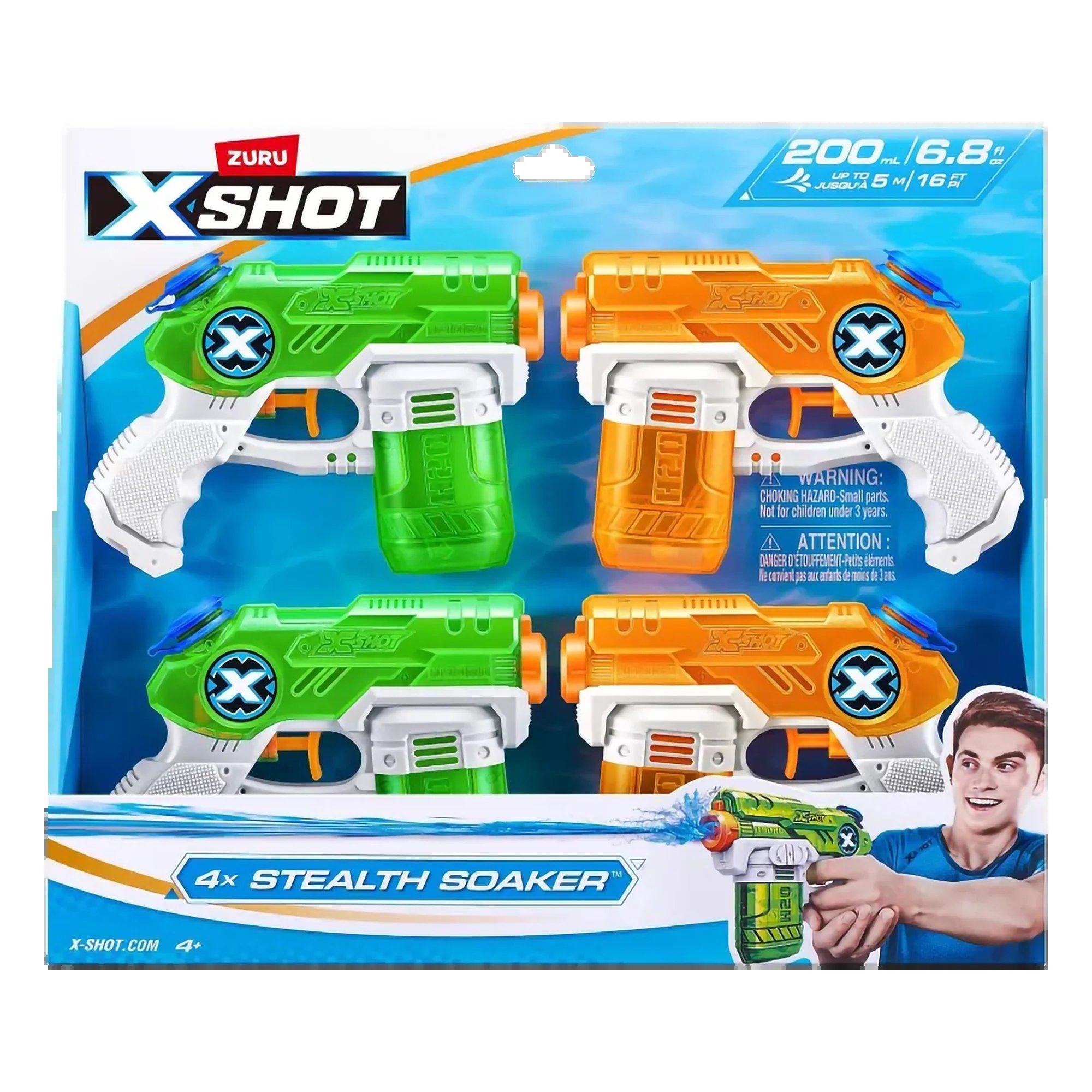 ZURU XSHOT Stealth Soaker Vodní pistole, sada 4 ks