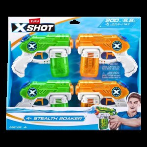 ZURU XSHOT Stealth Soaker Vodní pistole, sada 4 ks