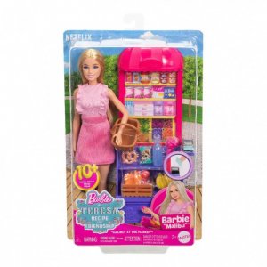 Mattel Barbie Panenka Malibu nakupuje herní set 10+ doplňků JCT05