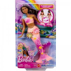 Mattel Barbie Kouzelná květinová mořská víla tmavovláska JDM73