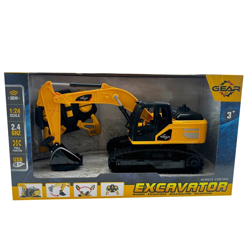 Gear Inc RC Bagr na Dálkové ovládaní v měřítku 1:24 žlutý